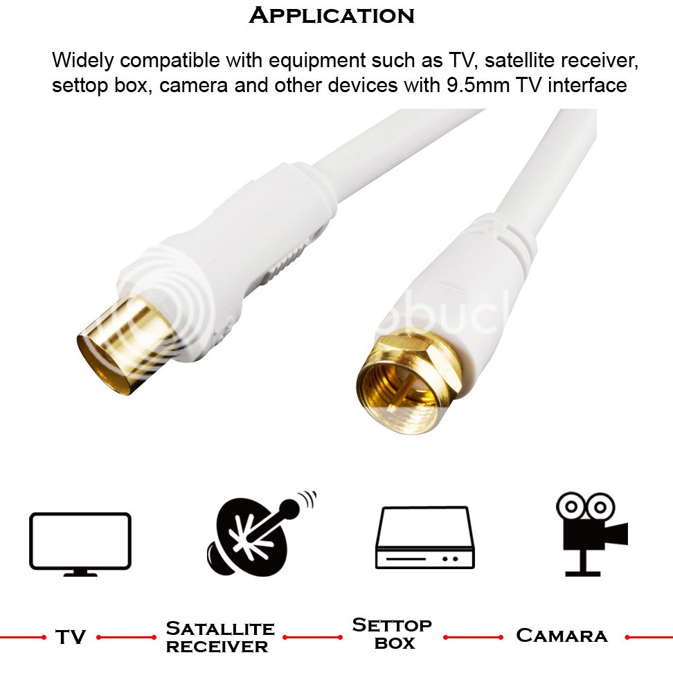 1.8m GOLD TV Antenna Cable PAL Male to FType Flylead Aerial Cord Coax Long Lead eBay